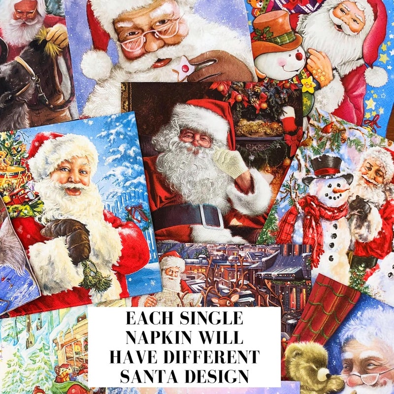 Keep Unique Mystery Pack Decoupage Paper Napkins, 20-ct Assorted Surprise Napkins, Decorative Napkins Santa for Art Craft Junk Journal, 20 Different Designs - Image 3
